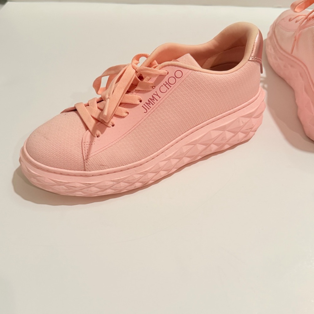 Iconic Jimmy Choo Blush Pink Platform Sneakers Size 7.5 - Picture 7 of 16